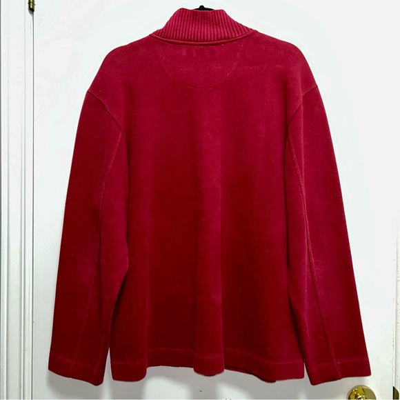 BC Clothing Original Men’s Quarter Zip Sweater Size Large Red Ribbed Pullover - Picture 2 of 6